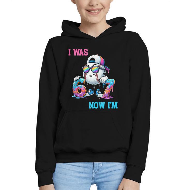 I Was 6 Now I'm 7 Baseball Birthday Drip Ice Cream Boy Graphic Youth Hoodie