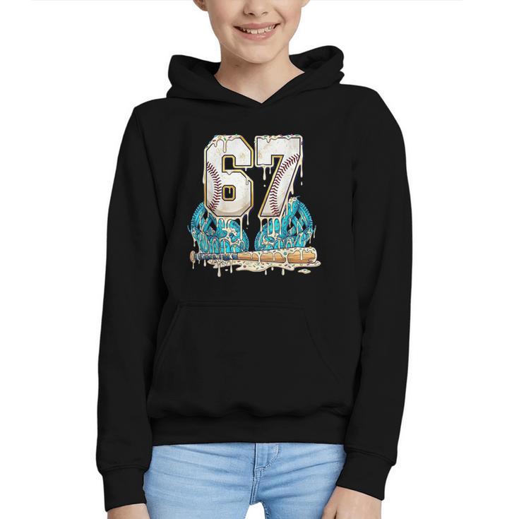 67 Baseball Drip Boys Youth Kids 6-7 Ice Cream Dripping 6 7 Graphic Youth Hoodie