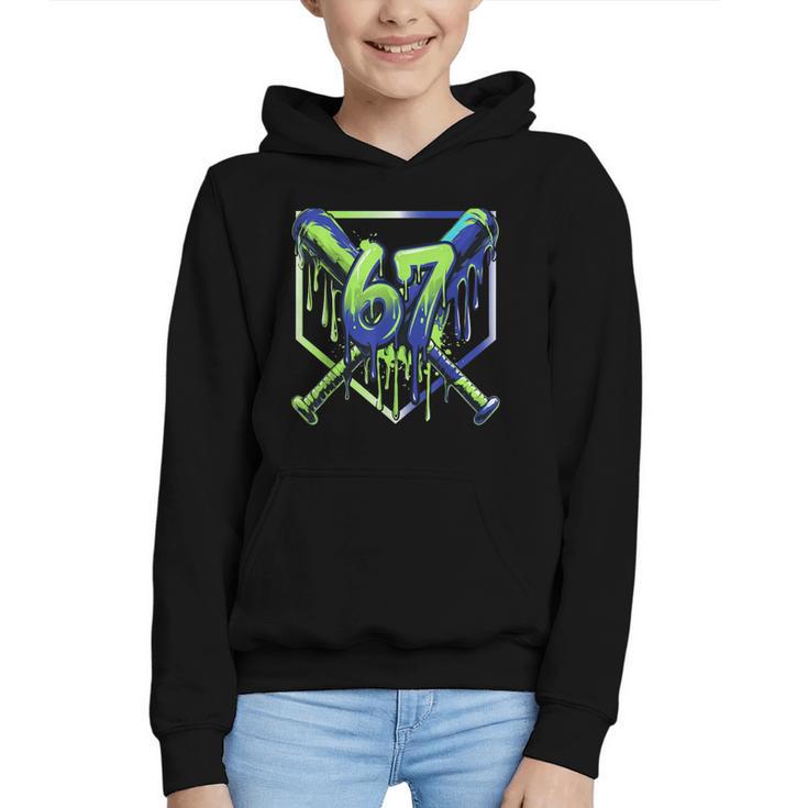 67 Baseball Drip Effect Urban Tee Style 6-7 Meme Graphic Graphic Youth Hoodie