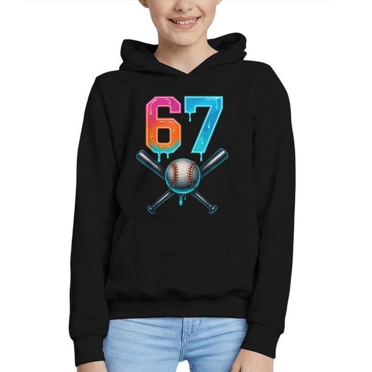 67 Baseball Meme Cool Drip Number 67 Player Or 67th Birthday Graphic Youth Hoodie