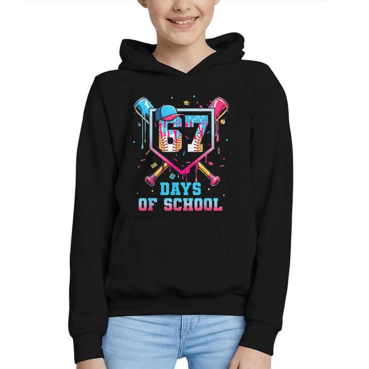 67 Days Of School 67th Day Baseball Meme Men Boys Kids Graphic Youth Hoodie