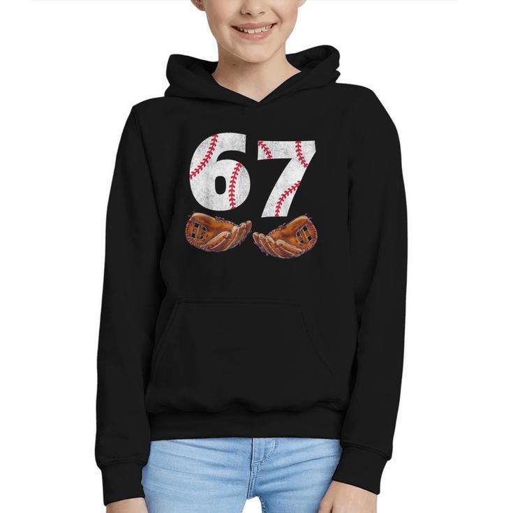 67 Trend Baseball Glove Number Style Graphic Youth Hoodie