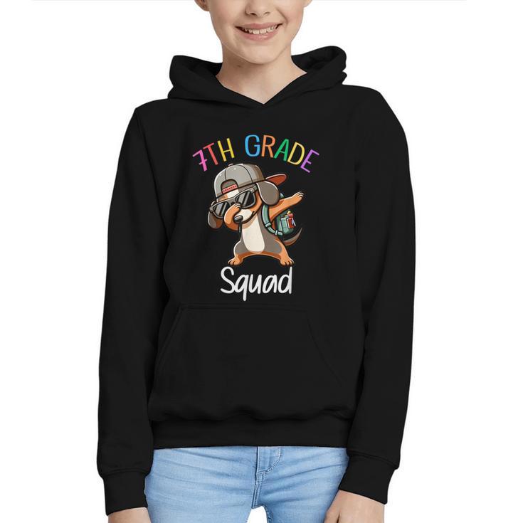 7th Grade Squad Dachshund Dabbing Kids Back To School Graphic Youth Hoodie
