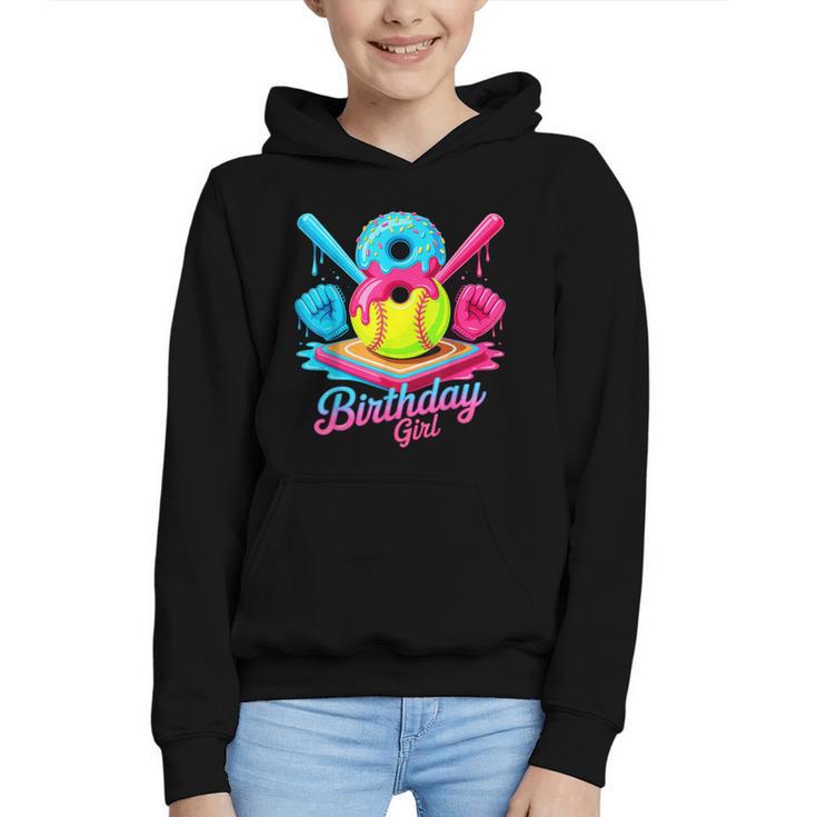 8th Birthday Baseball Ice Cream Drip 8 Years Old Girls B-Day Graphic Youth Hoodie
