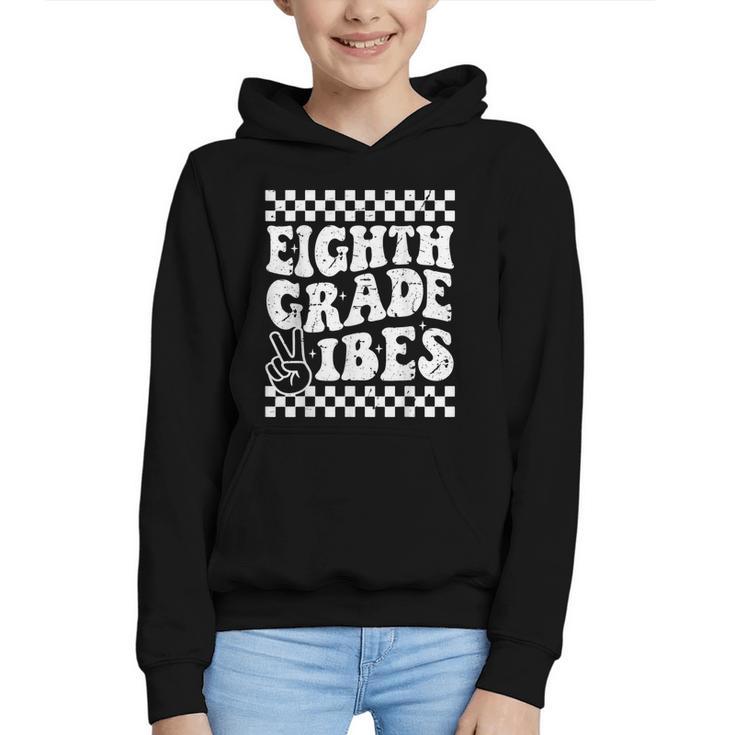 8th Eighth Grade Vibes 1st Back To School Checkerboard Crew Graphic Youth Hoodie