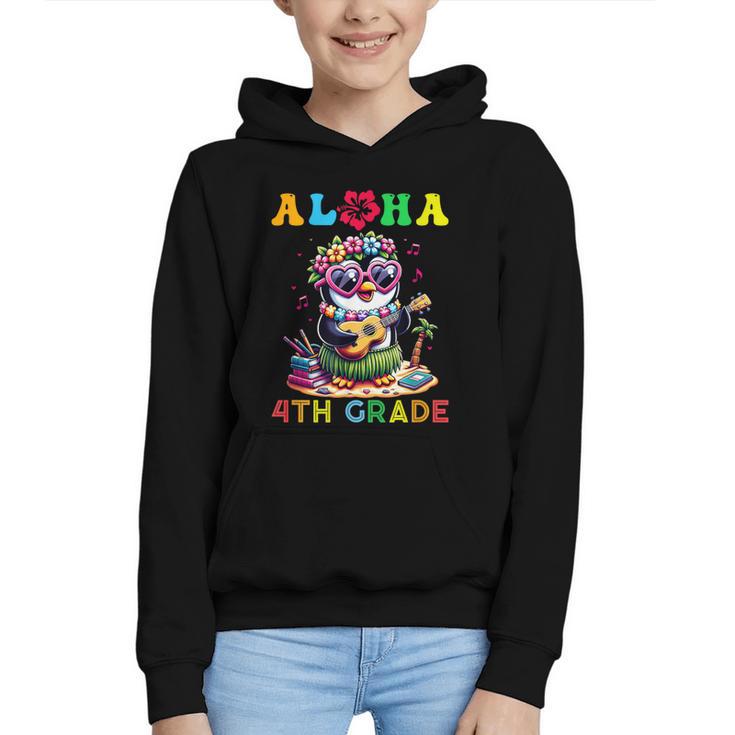Aloha Fourth Grade Penguin Hawaii Back To School Kids Girl Graphic Youth Hoodie