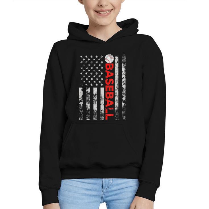 American Flag Baseball Team Baseball Player Baseball Graphic Youth Hoodie