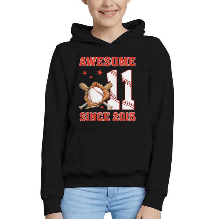 Awesome Since 2015 11 Year Old Boys Bday Baseball Theme Graphic Youth Hoodie