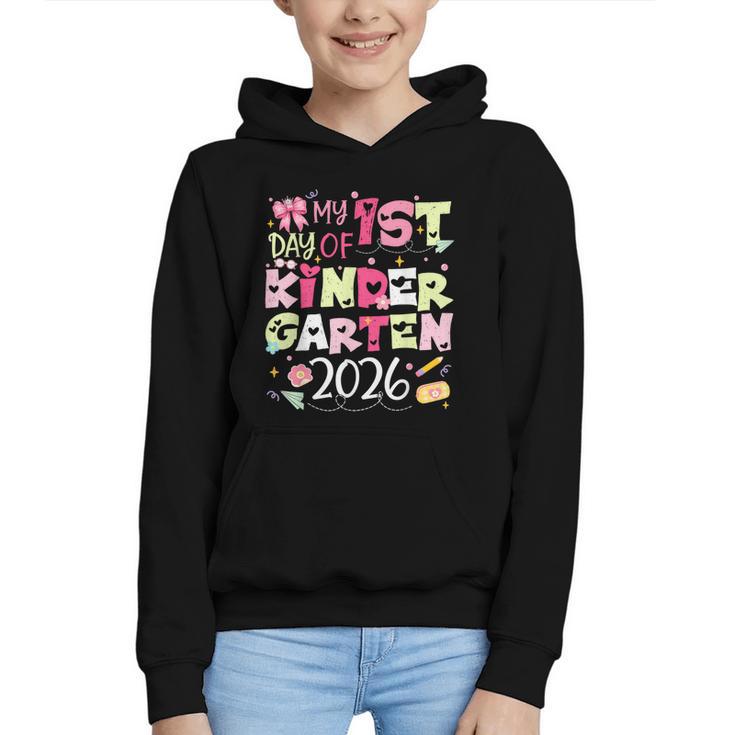 Back To School My 1st Day Of Kindergarten 2026 Bow Graphic Youth Hoodie