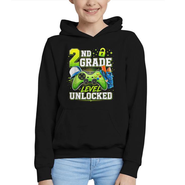 Back To School 2nd Second Grade Level Unlocked Gamer Kid Graphic Youth Hoodie