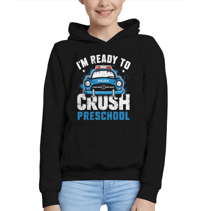 Back To School First Day Of Preschool Police Car Boys Graphic Youth Hoodie
