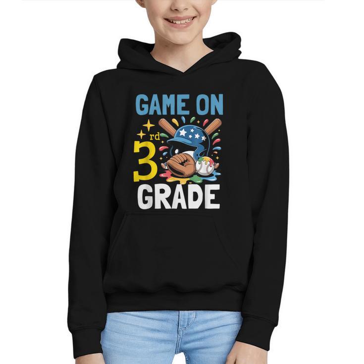 Back To School Game On Third Grade Baseball First Day Boys Graphic Youth Hoodie