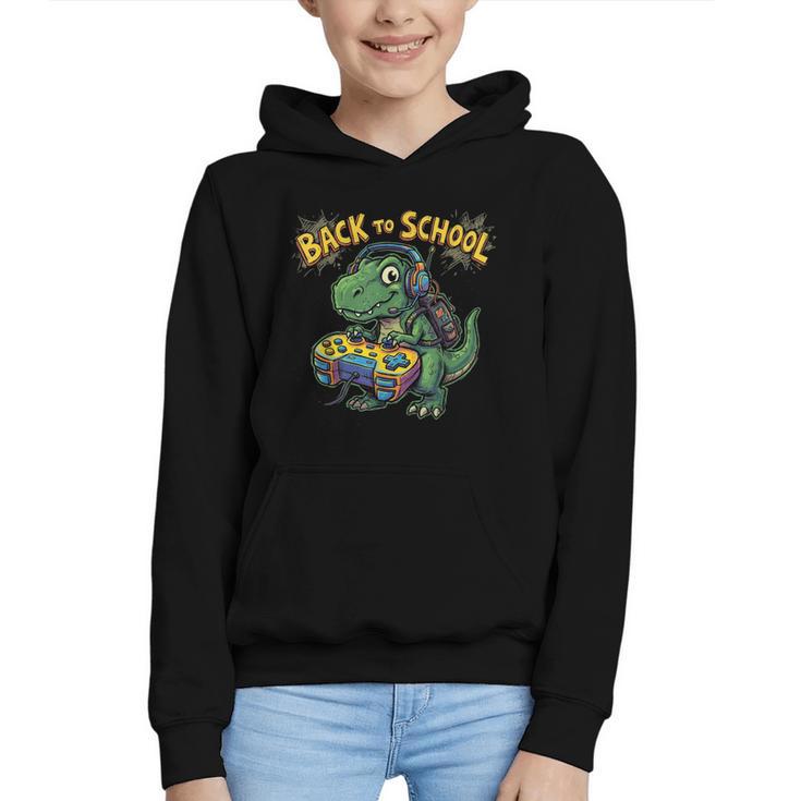 Back To School Gaming First Grade Dinosaur T Rex Boys Graphic Youth Hoodie