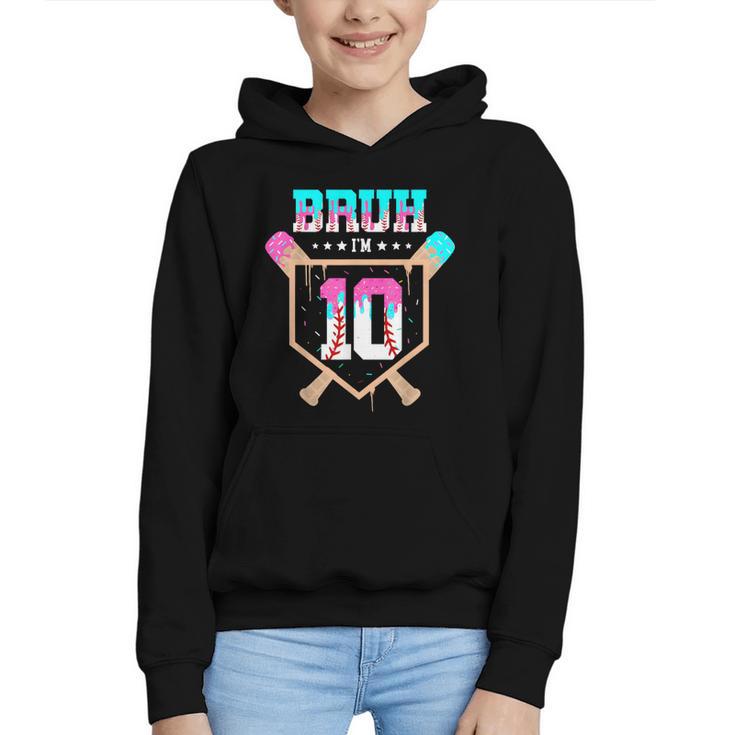 Baseball 10 Year Old Ice Cream Drip 10th Birthday Boy Player Graphic Youth Hoodie
