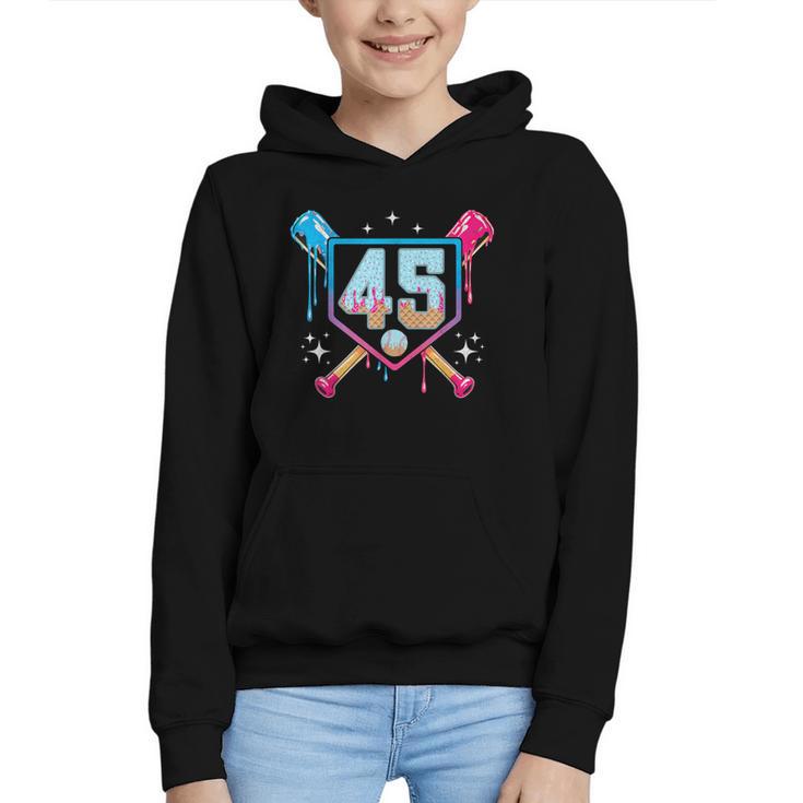 Baseball 45 Year Old Ice Cream Drip 45th Birthday Number 45 Graphic Youth Hoodie