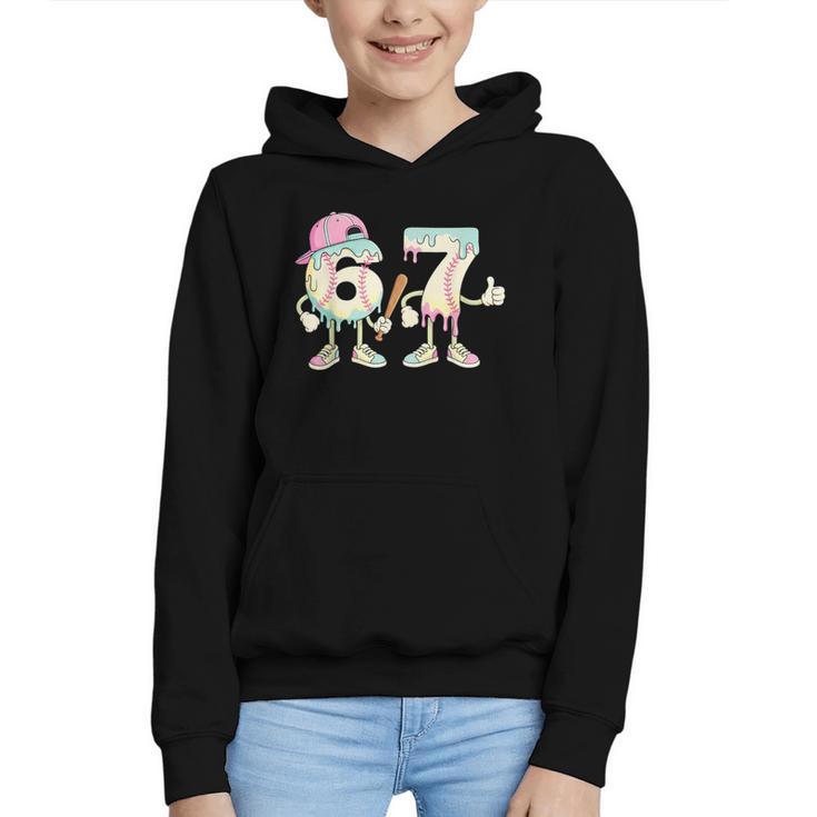 Baseball 67 Dripping Six Seven Drip Meme Ice Cream Boy Graphic Youth Hoodie