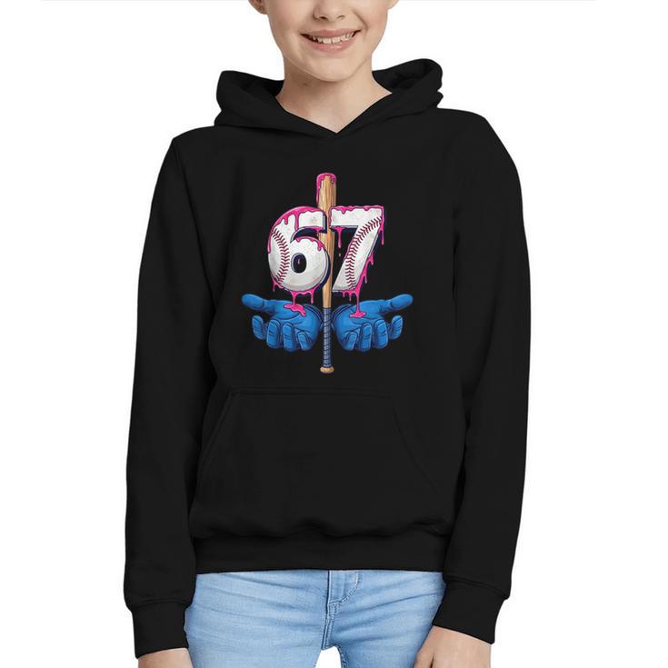 Baseball 67 Six Seven Gen Alpha Meme Drip Graphic Youth Hoodie