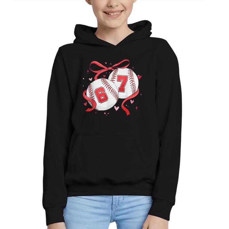 Baseball 67 Six Seven Gen Alpha Meme Valentine's Day Graphic Youth Hoodie