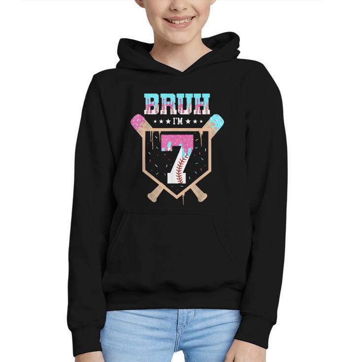 Baseball 7 Year Old Ice Cream Drip 7th Birthday Boys Player Graphic Youth Hoodie