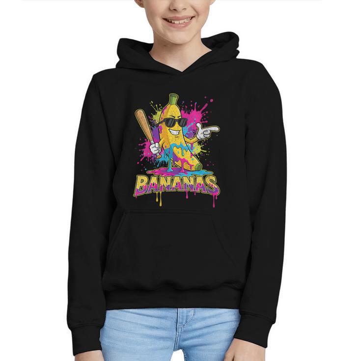 Baseball Banana Splatter Sports Kids Teens Graphic Youth Hoodie