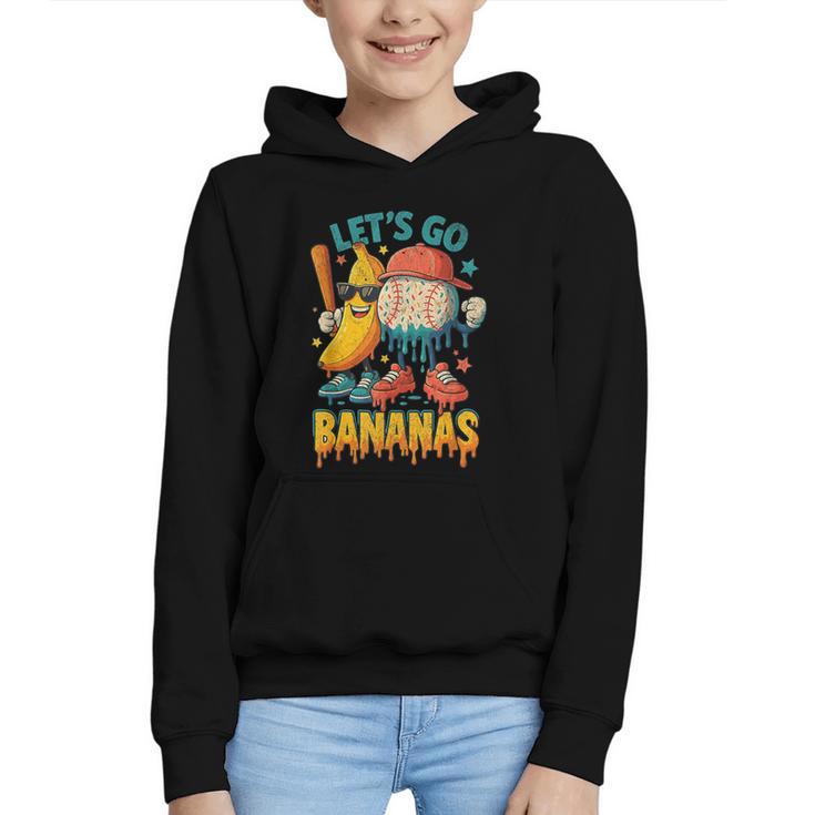 Baseball Banana Sports Drip Art For Kids Graphic Youth Hoodie