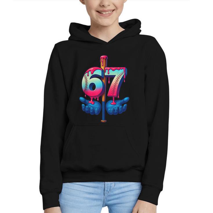 Baseball Bat Hands Drip 67 Six Seven Gen Alpha Slang Meme Graphic Youth Hoodie