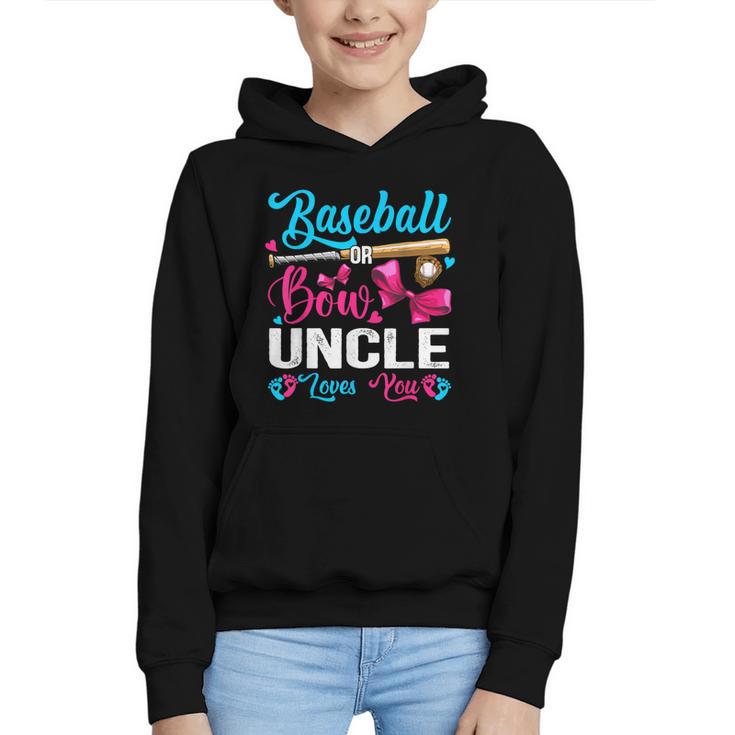 Baseball Or Bows Uncle Loves You Gender Reveal Graphic Youth Hoodie