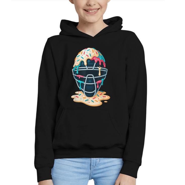 Baseball Catcher Mask Ice Cream Dripping Baseball Boy Youth Graphic Youth Hoodie