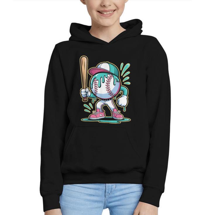 Baseball Character Cartoon Batter Drip Style Women Men Graphic Youth Hoodie