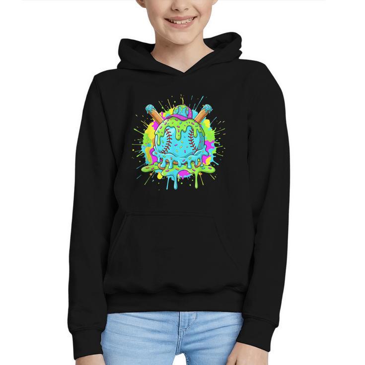 Baseball Drip For Boys Ice Cream Drip Youth Boys Baseball Graphic Youth Hoodie