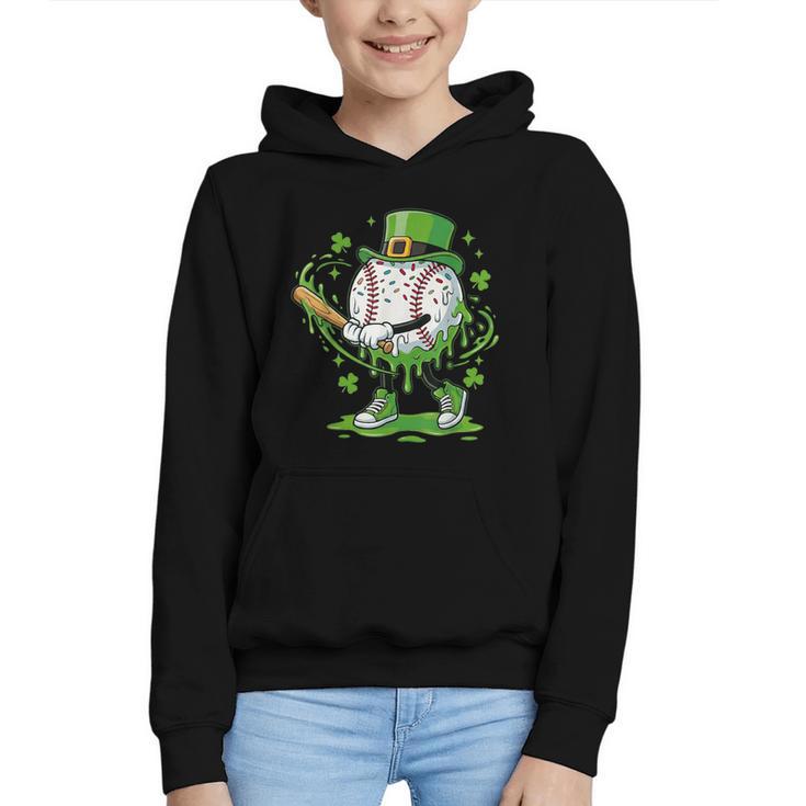 Baseball Drip For Boys Ice Cream Drip Youth St Patricks Day Graphic Youth Hoodie