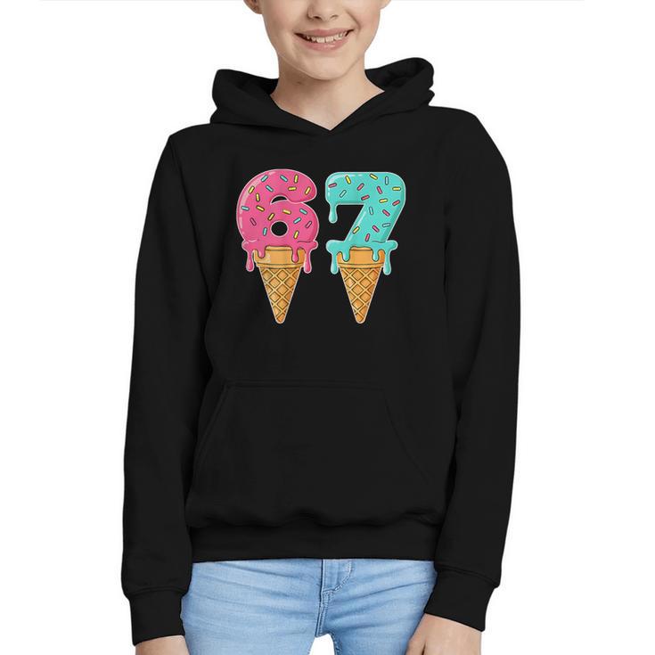 Baseball Drip Ice Cream 67 Baseball Graphic Youth Hoodie