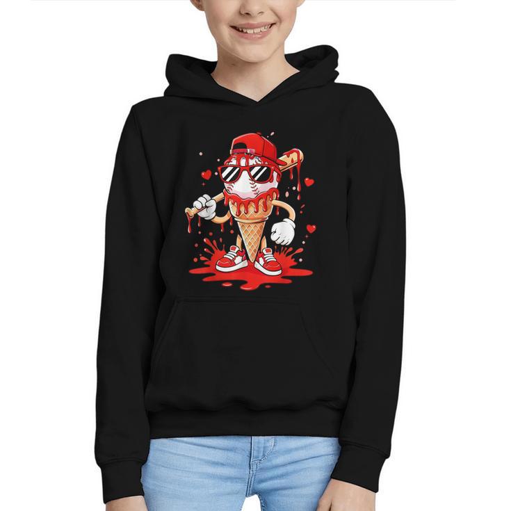 Baseball Drip Ice Cream Apparel Youth Boys Valentines Graphic Youth Hoodie