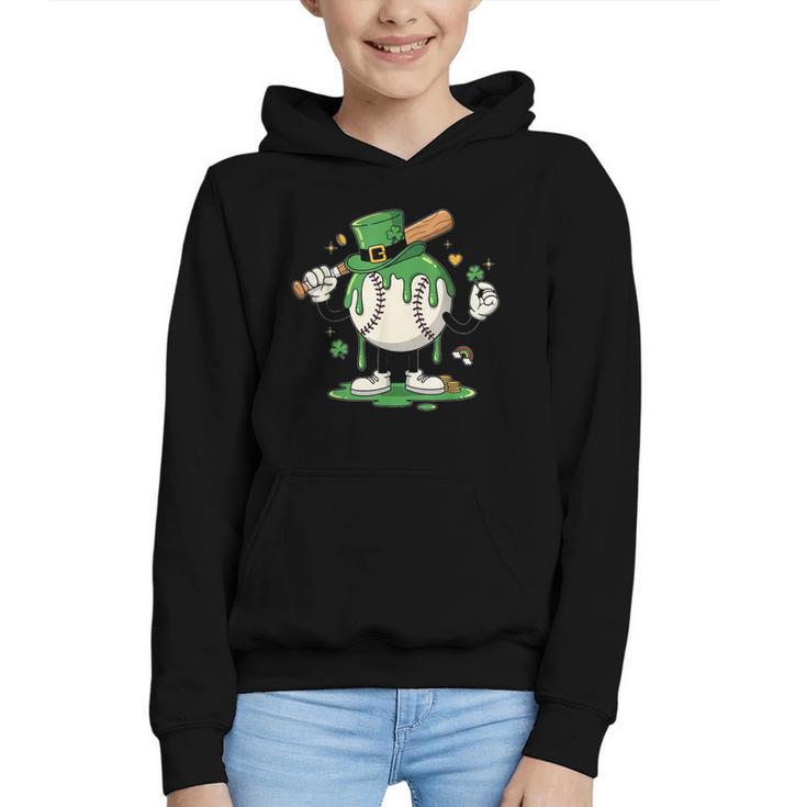 Baseball Drip Ice Cream Boys Kids Shamrock St Patricks Day Graphic Youth Hoodie