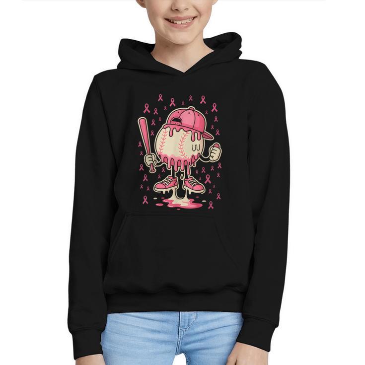 Baseball Drip Ice Cream Breast Cancer Awareness Boys & Girls Graphic Youth Hoodie