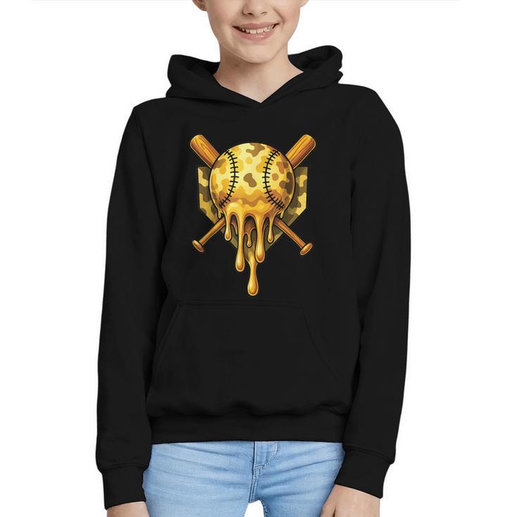 Baseball Drip Ice Cream Camo Cool Graphic Youth Hoodie