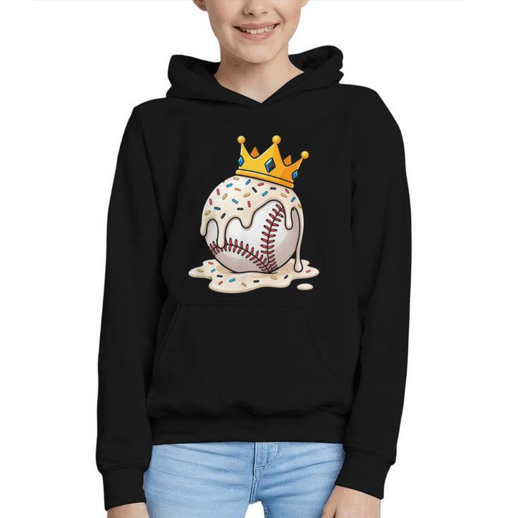 Baseball Drip Ice Cream Crown Melt Graphic Graphic Youth Hoodie