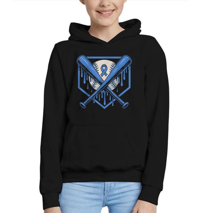 Baseball Drip Ice Cream Diabetes Awareness Ribbon Boys Girls Graphic Youth Hoodie