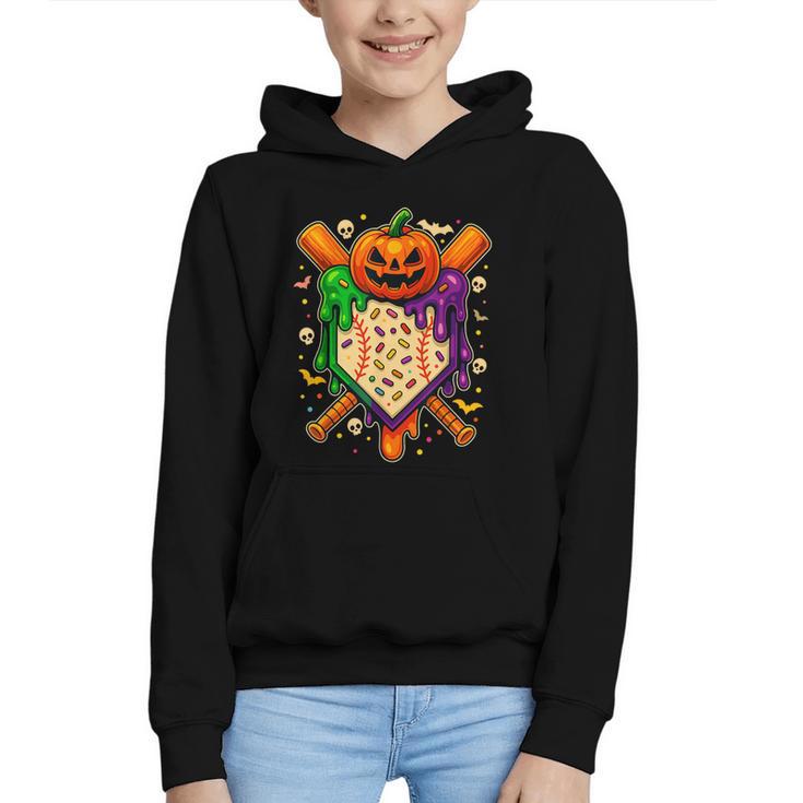 Baseball Drip Ice Cream Drip Halloween Baseball Lovers Graphic Youth Hoodie