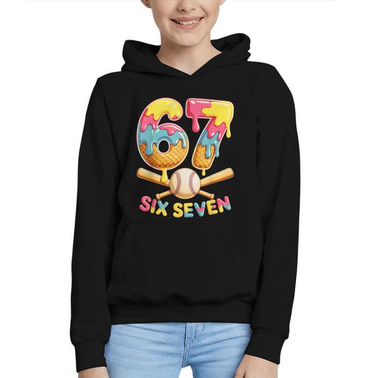 Baseball Drip Ice Cream Number 67 Player Lifestyle Graphic Youth Hoodie