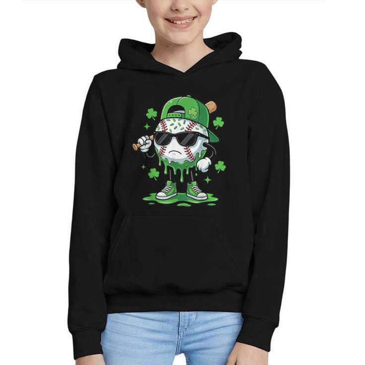 Baseball Drip Ice Cream Shamrock Kids Boy St Patrick’s Day Graphic Youth Hoodie
