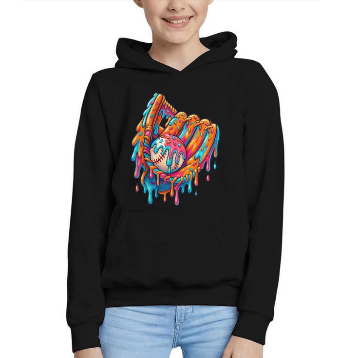 Baseball Drip Ice Cream Sprinkles Baseball Glove For Boys Graphic Youth Hoodie