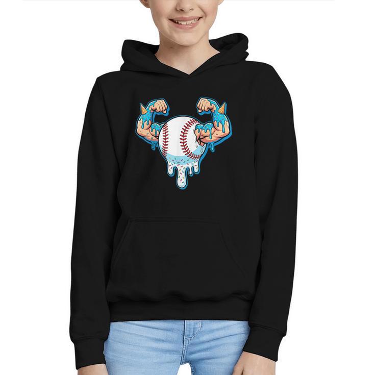 Baseball Drip Ice Cream Strong Character Graphic Youth Hoodie