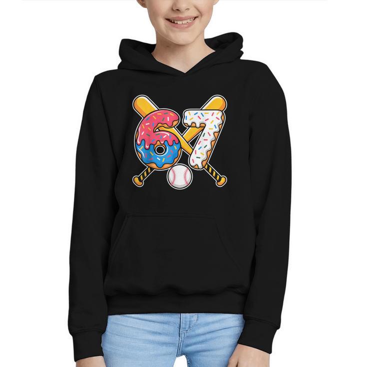 Baseball Drip Number 67 Player 67th Birthday Meme Graphic Youth Hoodie