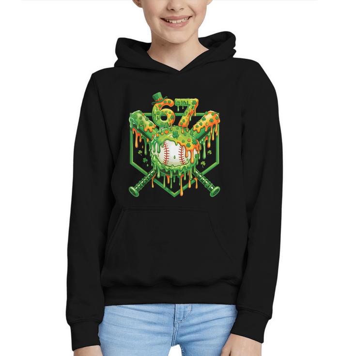 Baseball Drip St Patricks Day Boys Baseball St Patricks Day Graphic Youth Hoodie