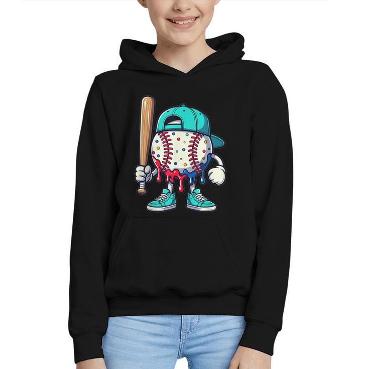 Baseball Drippy Style Apparel For Boys Youth Drip Baseball Graphic Youth Hoodie