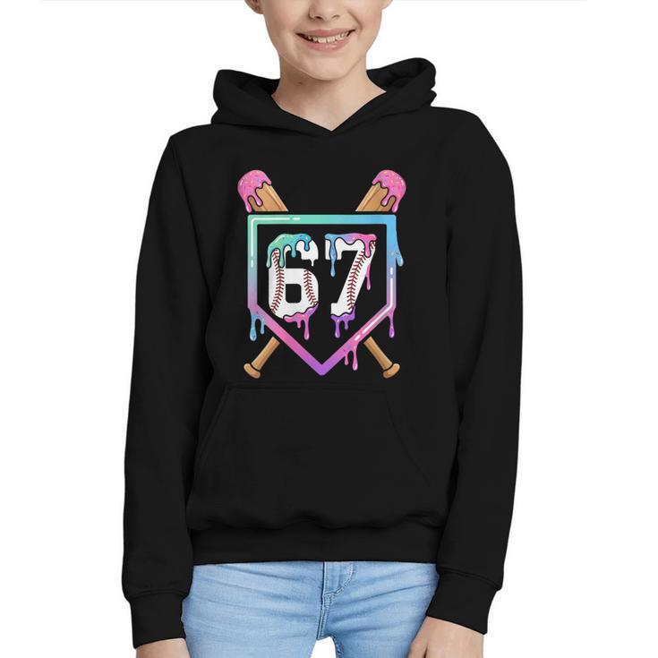 Baseball Ice Cream Drip 67 Player Dabbing Six Seven Boys Graphic Youth Hoodie