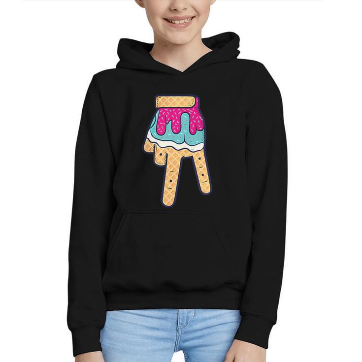 Baseball Ice Cream Drip Home Plate Glove Respect Drip 2 Side Graphic Youth Hoodie