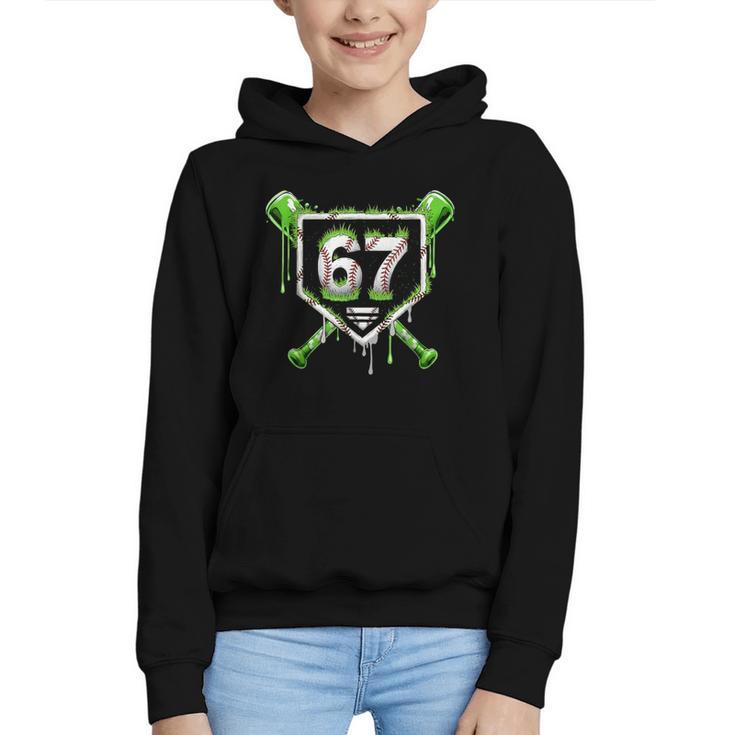 Baseball Ice Cream Drip Number 67 Player 67th Birthday Kids Graphic Youth Hoodie