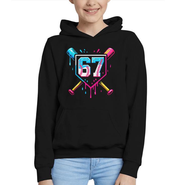 Baseball Ice Cream Drip Number 67 Player 67th Birthday 67 Graphic Youth Hoodie